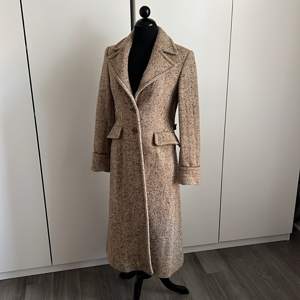 Vintage Coach 1941 Herringbone Wool Coat
 Long Coat, Size 2, Pre-owned Vintage